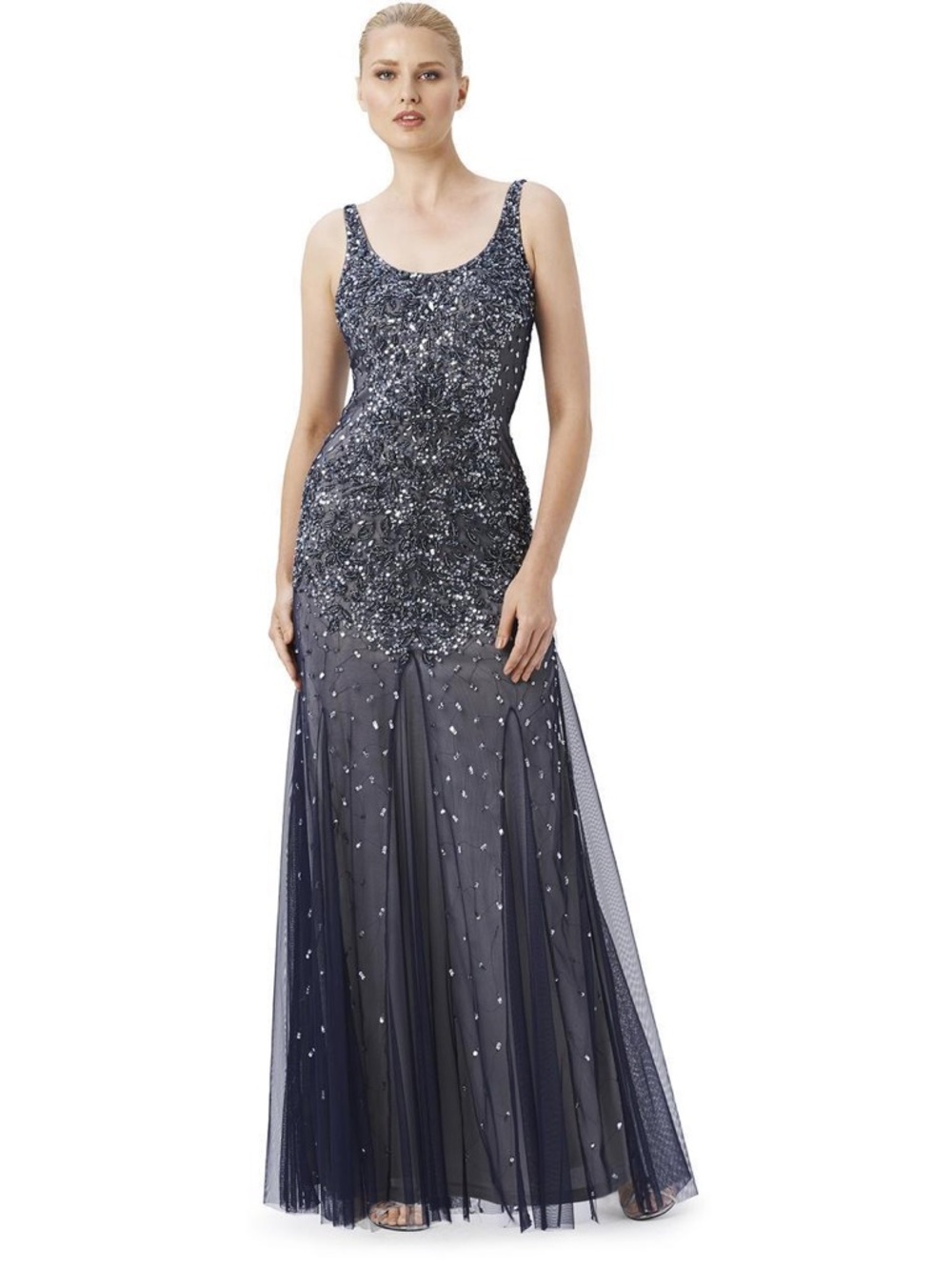 Adrianna Papell Beaded Embellished Sheath Gown